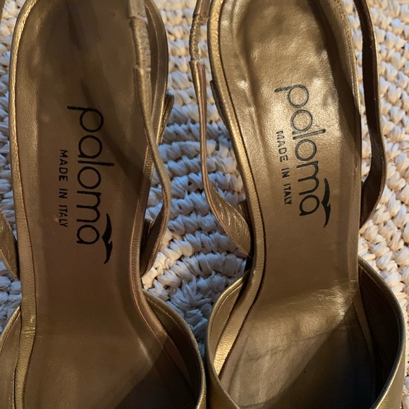 Vintage Paloma Italian gold leather Slingback Stiletto- See pictures 🎊🎊🎊 - Picture 3 of 9